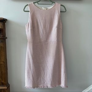 Loft Pink Tweed Fringe Sheath Dress 8